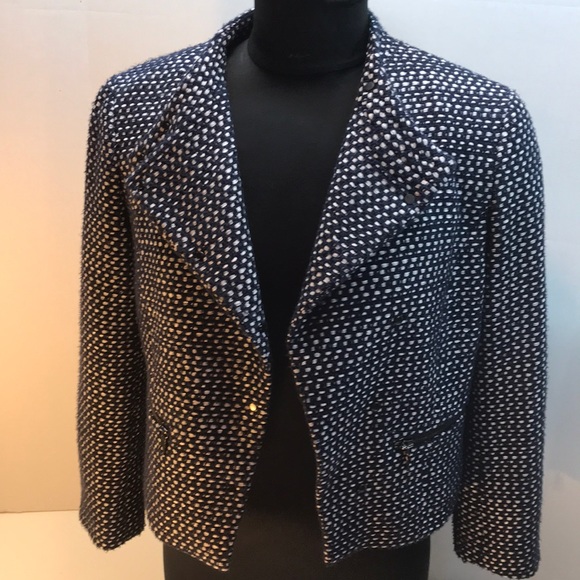 Ann Taylor Navy & White Tweed Jacket Size 0 - Picture 6 of 8